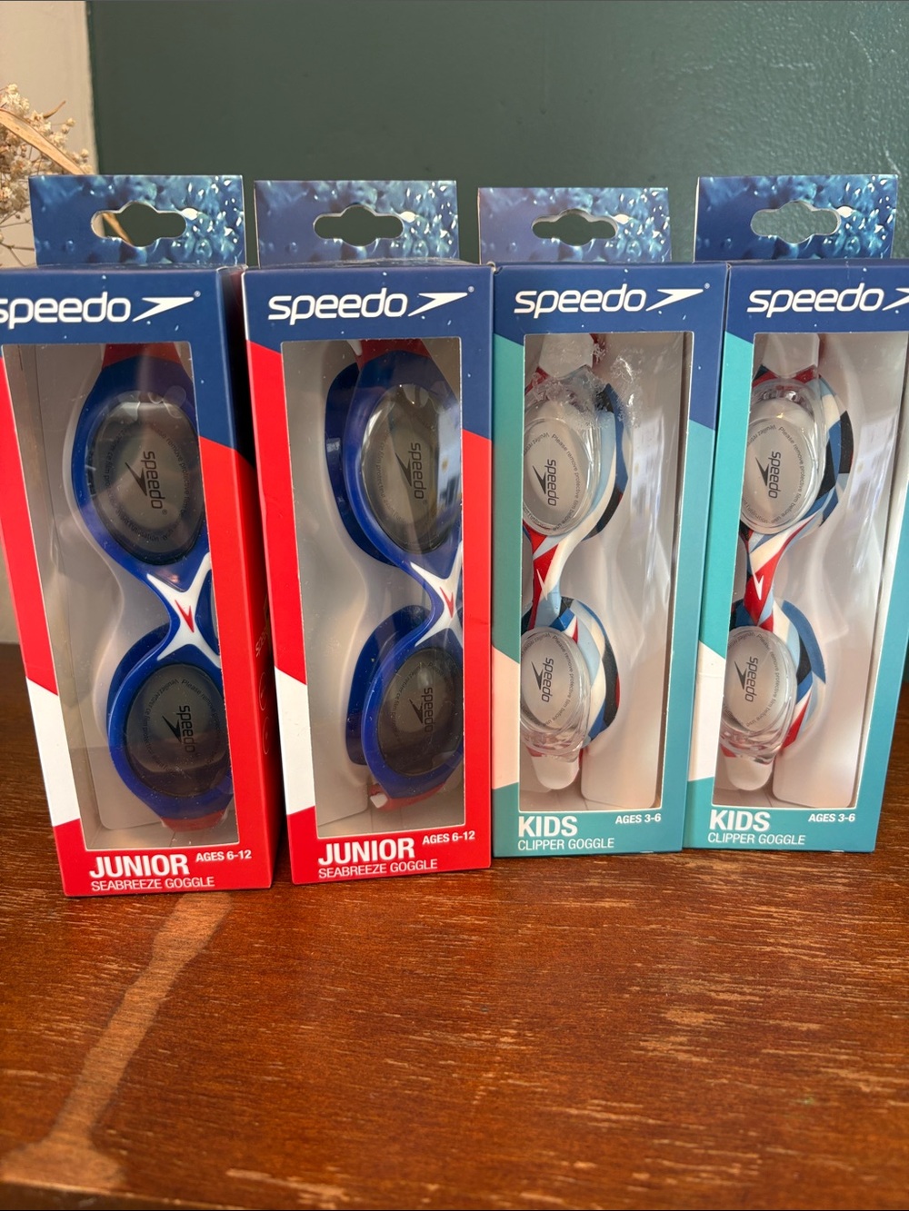 Speedo Blue and White Kids/Junior Swimming Goggles - Pack of 4